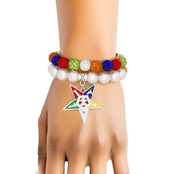 OES Sorority Pearl Ball Bead Star Charm Bracelets For Sale