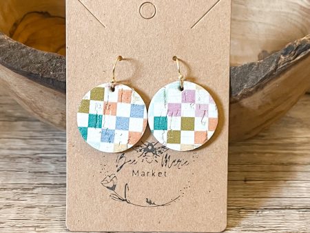 Candy Checkered Round Earrings For Sale