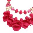 Beaded Necklace Fuchsia Petals Layered Set Women Fashion