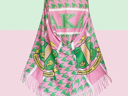 AKA Pink Green Houndstooth Fashion Shawl Scarf Hot on Sale