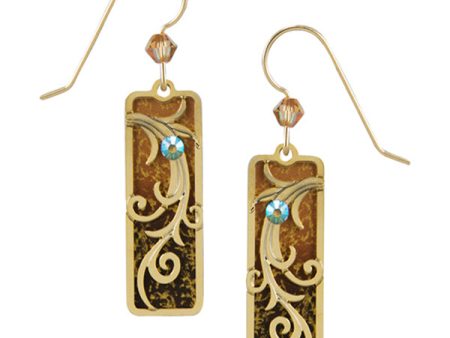 Adajio Golden Brown Ombre Column w Etched Tendrils Overlay Pierced Earrings Online Sale