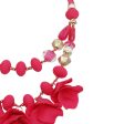 Beaded Necklace Fuchsia Petals Layered Set Women Fashion