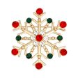 Brooch Stellar Snowflake Red Green Pin for Women For Discount