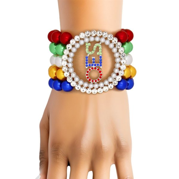 OES Sorority Round Multi Pearl Bracelet for Women Discount