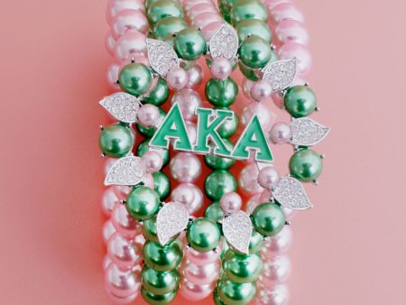 AKA Bracelet Pink Green Pearl AKA 5 Strand Online Hot Sale