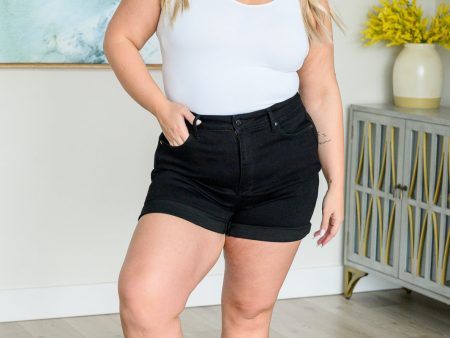 Ava High Rise Control Top Cuffed Shorts • Black on Sale