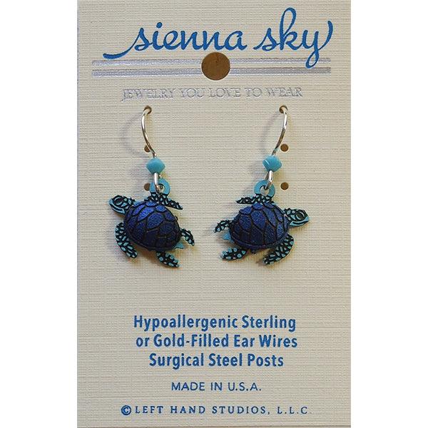 Sienna Sky Blue Sea Turtle Pierced Earrings For Discount