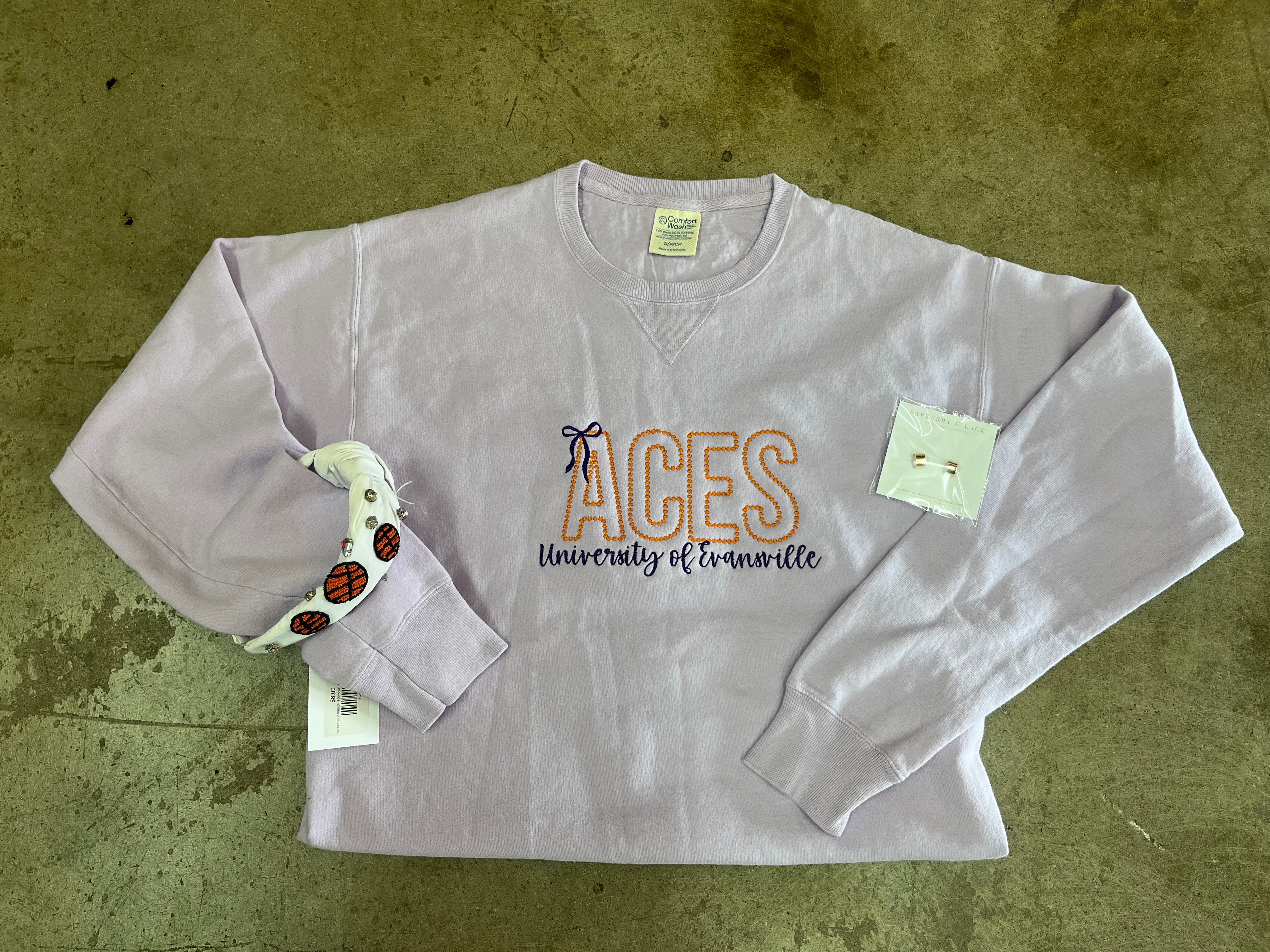 Dot Letter U of E Aces Embroidered Crewneck Fashion