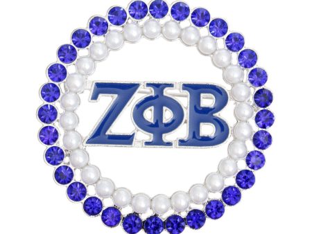 Brooch Blue White Zeta Round Pin for Women Discount