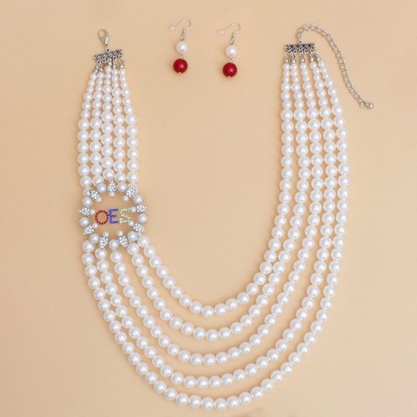 OES Sorority White Pearl Elegant Necklace Women Fashion