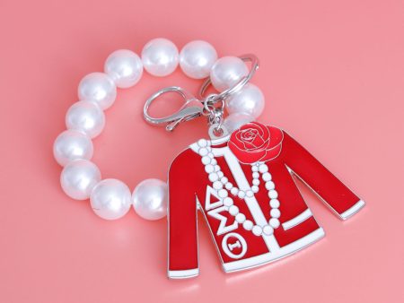 Red and White Delta Sorority Keychain|4.25 x 3.25 inches Fashion