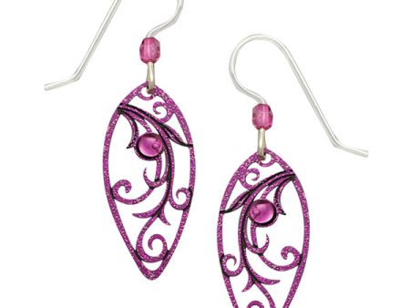 Adajio Radiant Orchid Magenta Leaf-Shape Filigree Pierced Earrings Cheap