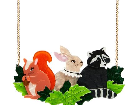 Erstwilder x Fleur Harris Woodland Friends Squirrel Bunny Raccoon Necklace with Gift Box Online now