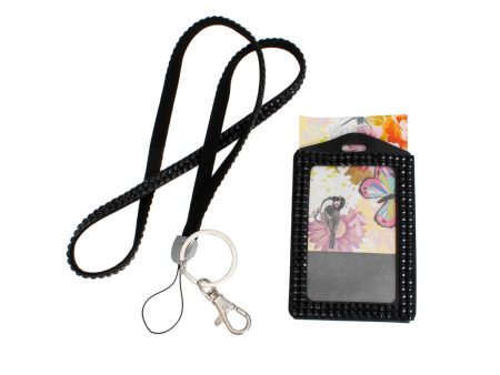 Black Rhinestone ID Lanyard Clip Keychain Sale