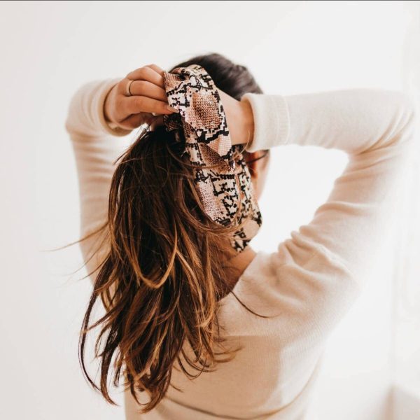 Long Hair Scarf - Black or Tan Snakeskin on Sale