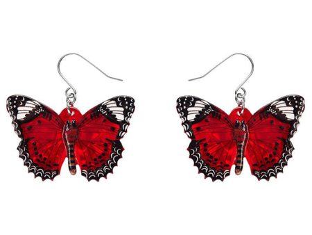 Erstwilder  Wings Laced in Red  Butterfly Pierced Earrings with Gift Box Discount