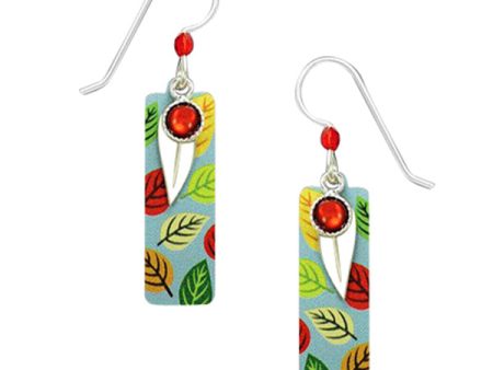 Adajio Multi-Color Fall Leaves Rectangular Pierced Earrings Cheap