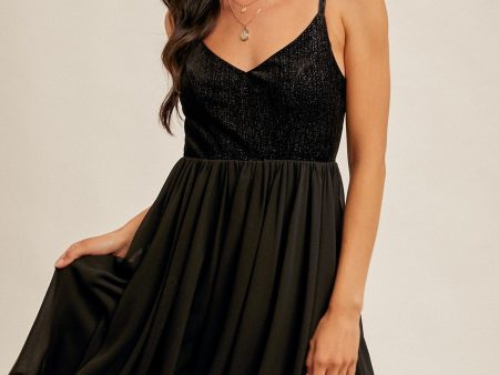 Velvet Contrast Chiffon Dress For Cheap