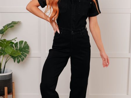 Tilda Short Sleeve Control Top Denim Jumpsuit For Discount