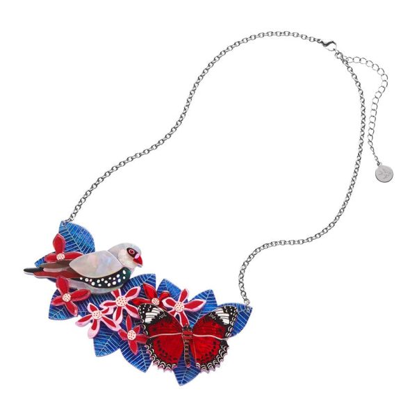 Erstwilder  Amongst the Christmas Bush  Butterfly, Bird, & Flowers Necklace with Gift Box Supply