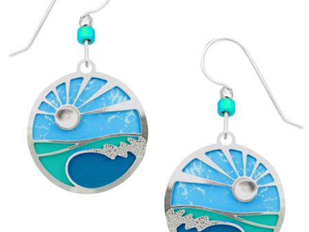 Adajio Caribbean Blues Disc with Sunrise Overlay Pierced Earrings ~Made in Colorado~ Sale