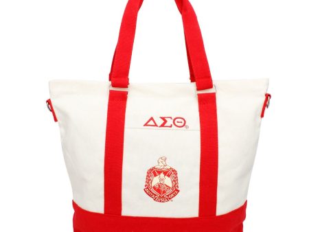 DST Sorority Thick Canvas Embroidered Tote Bag Hot on Sale