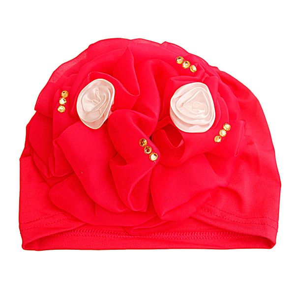 Turban Red Flower Rhinestone Hair Accessory For Cheap