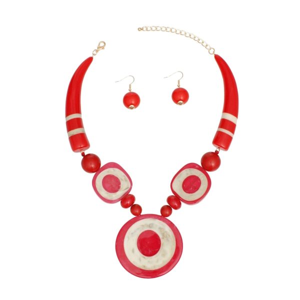 Tribal Horn Red Beaded Necklace for Women For Cheap