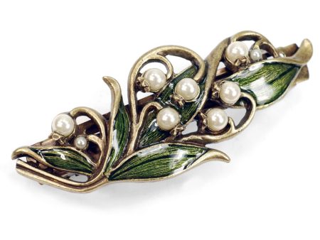 Sweet Romance Lily of the Valley Flower & Glass Pearls Barrette Sale