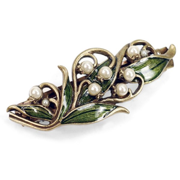 Sweet Romance Lily of the Valley Flower & Glass Pearls Barrette Sale