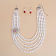 OES Sorority White Pearl Necklace Set for Women Hot on Sale