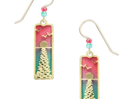 Adajio Ocean Sunset with Brass Overlay Pierced Earrings in Salmon and Green Online Hot Sale