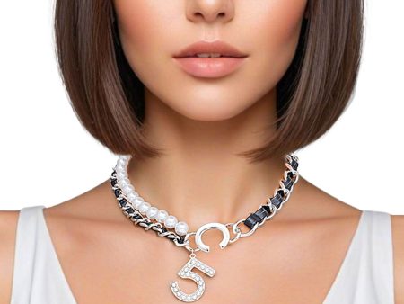 Necklace Silver Woven Gold No 5 Chain for Women Online Hot Sale