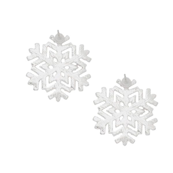 Stud Radiating Snowflake Silver Earrings for Women For Sale