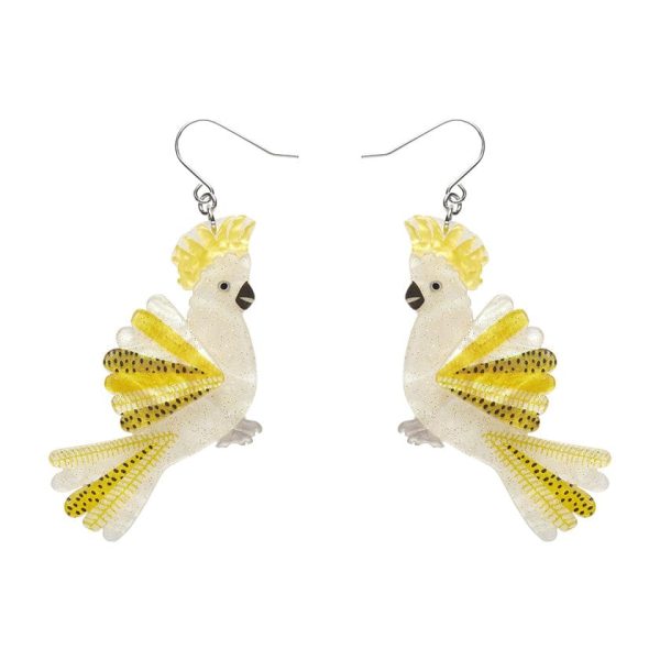 Erstwilder  Sunny of the Sulphur Crest  Cockatoo Pierced Earrings with Gift Box Online now