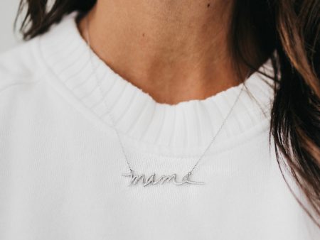 Silver Mama Script Necklace Supply