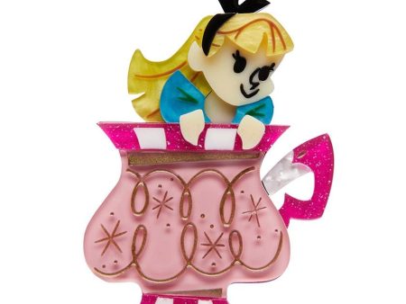 Erstwilder  Always Tea Time  Alice in Wonderland Brooch with Gift Box For Cheap