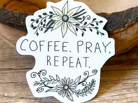 Coffee Pray Repeat Vinyl Sticker Discount