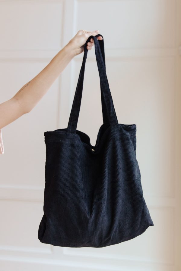 Last Minute Corduroy Tote • Black Online Hot Sale