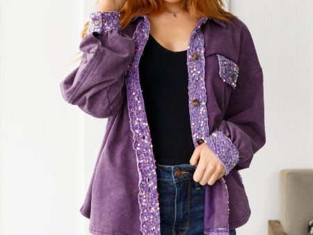 Chaos of Sequins Shacket • Purple For Sale