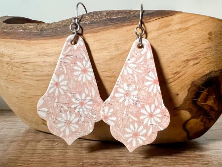 Blush Daisy Leather Earrings Discount