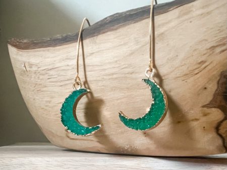 Teal Crystal Moon Drops Fashion