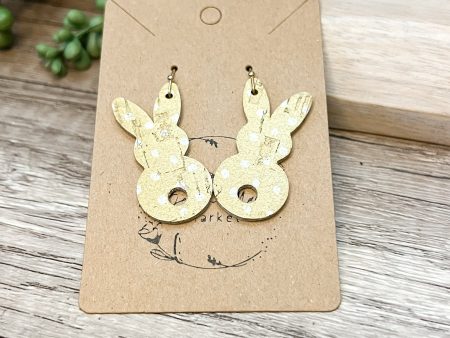 Yellow Doodle Dot Bunny Leather Earrings Supply