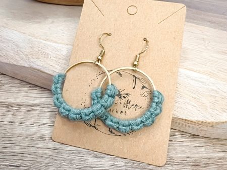 Macrame Hoop Earrings - Mint Online Hot Sale