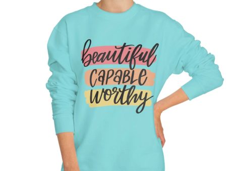 Beautiful Capable Worthy Crew Neck Sweatshirt Sale