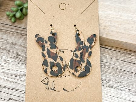 Animal Print Bunny Leather Earrings Hot on Sale