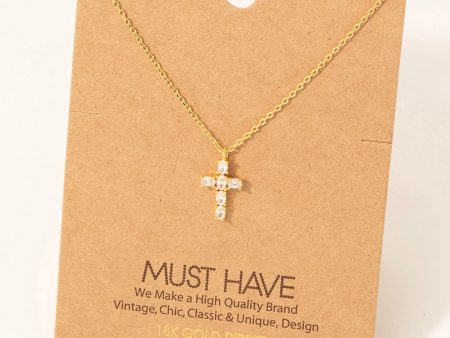 Rhinestone Cross Pendant Necklace For Discount