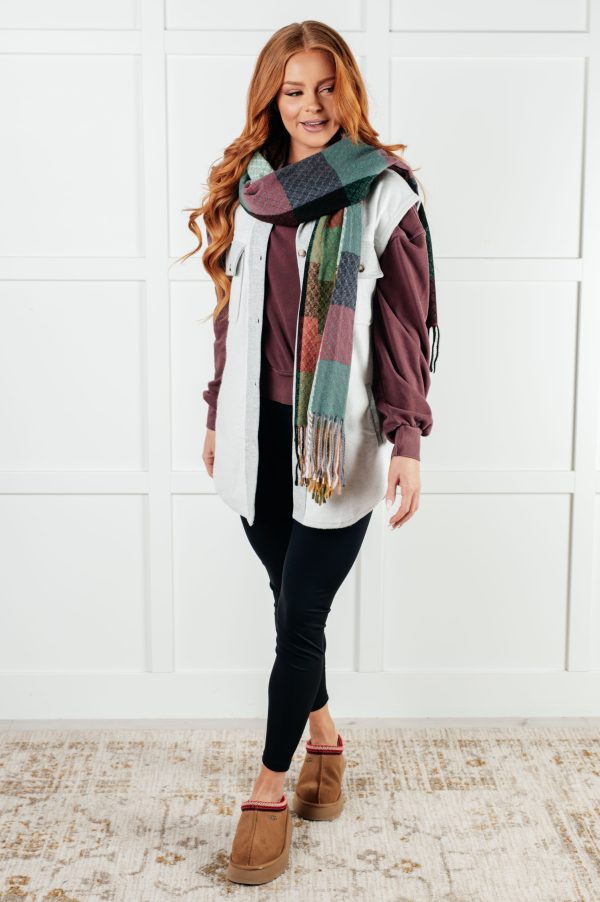 Keep Me Cozy Checkered Fringe Scarf • Berry Supply