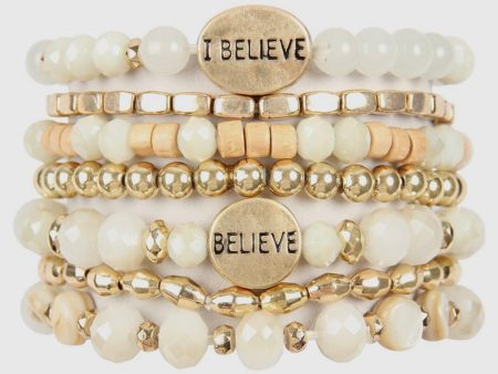 Believe Glass Beaded Stretch Stacked Bracelet Sets Cheap