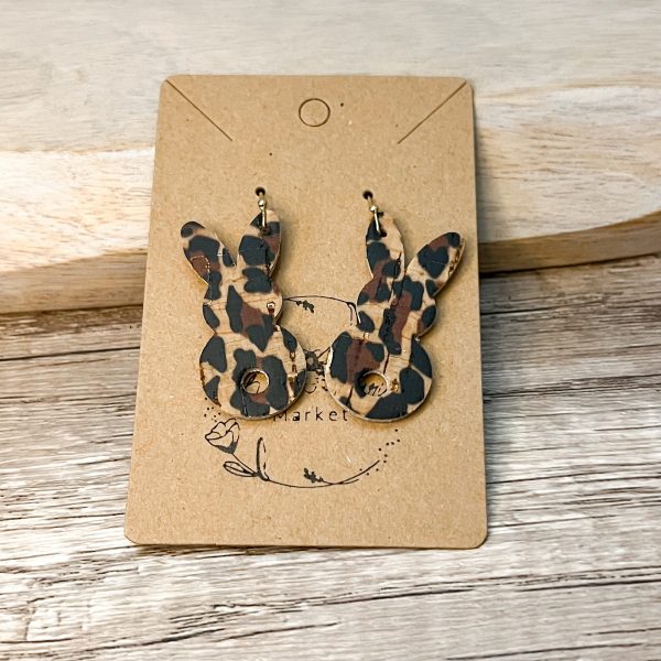 Animal Print Bunny Leather Earrings Hot on Sale